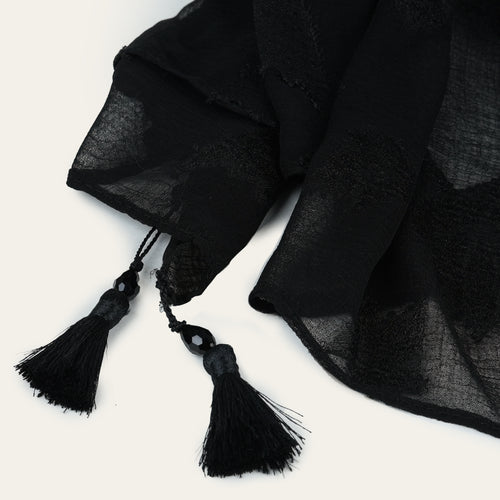 Black Embossed Chiffon Hijab