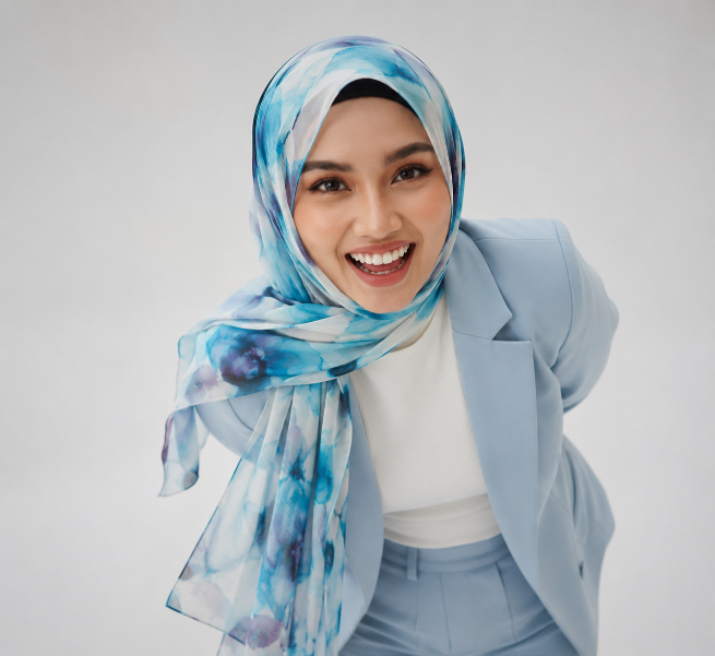 Pure Chiffon Blue Stole