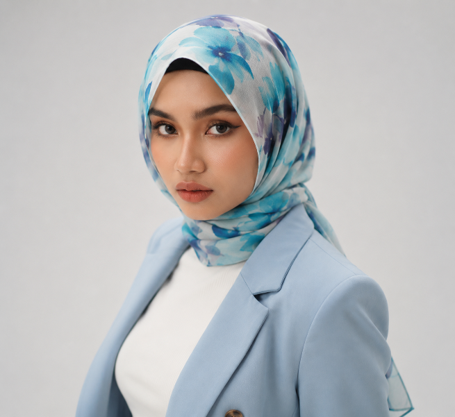 Pure Chiffon Blue Stole