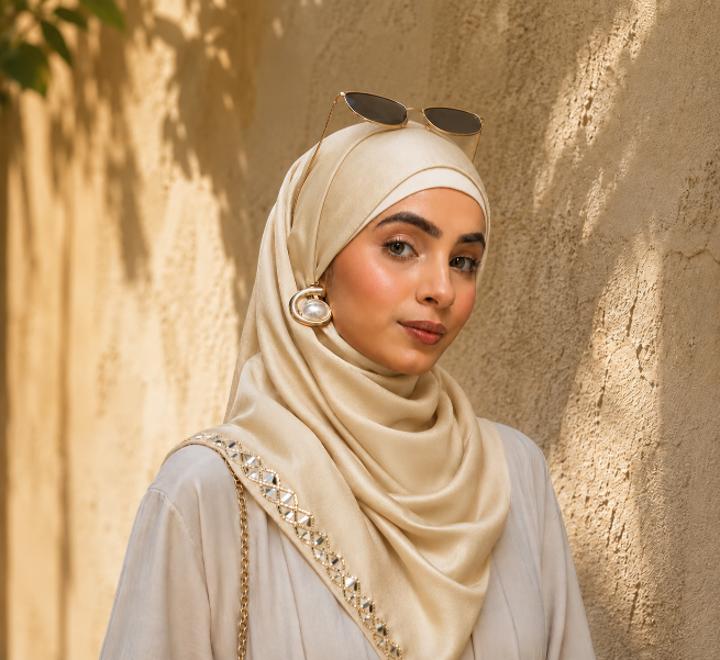 Mirror Work Satin Hijab