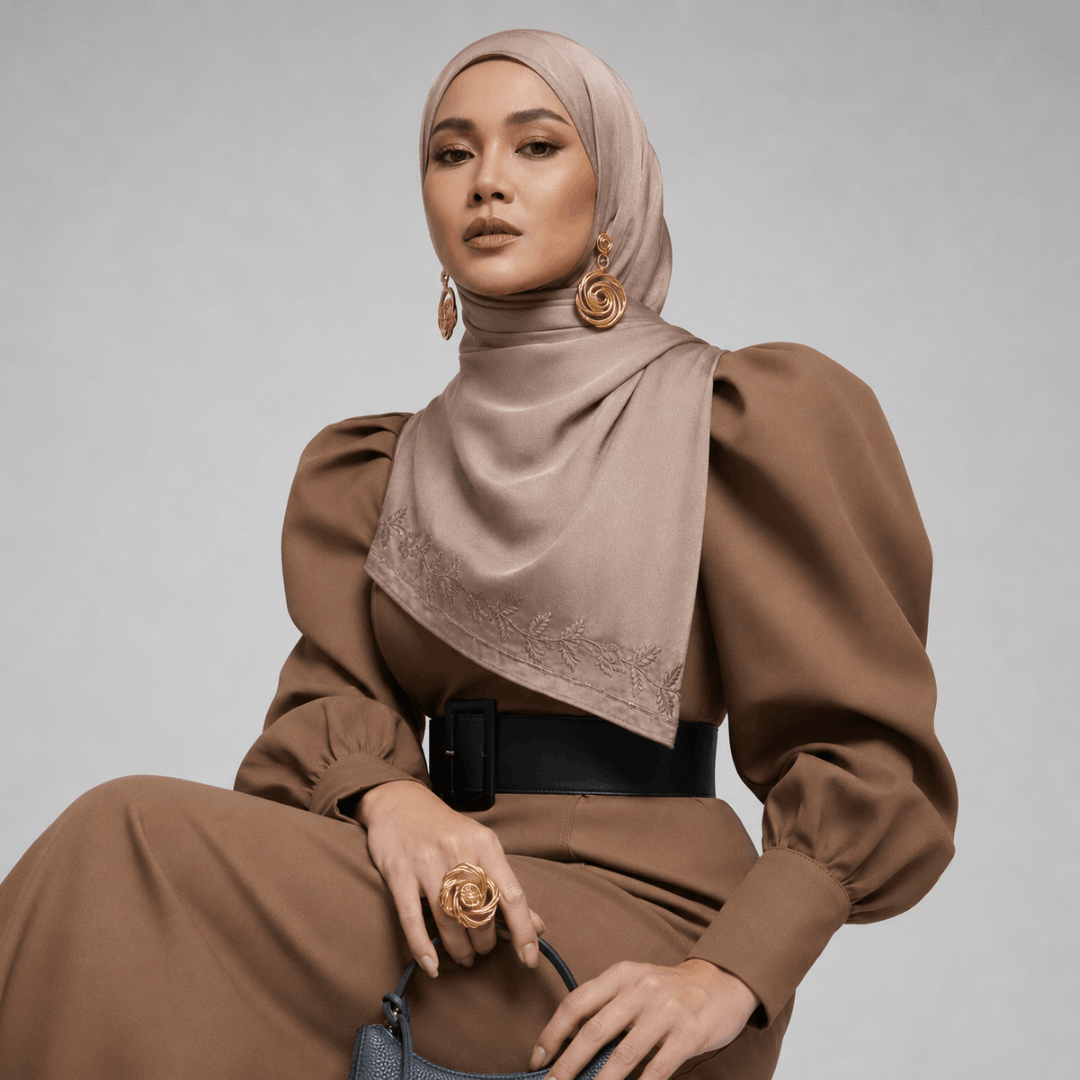 Embroidered Muna Satin Hijab