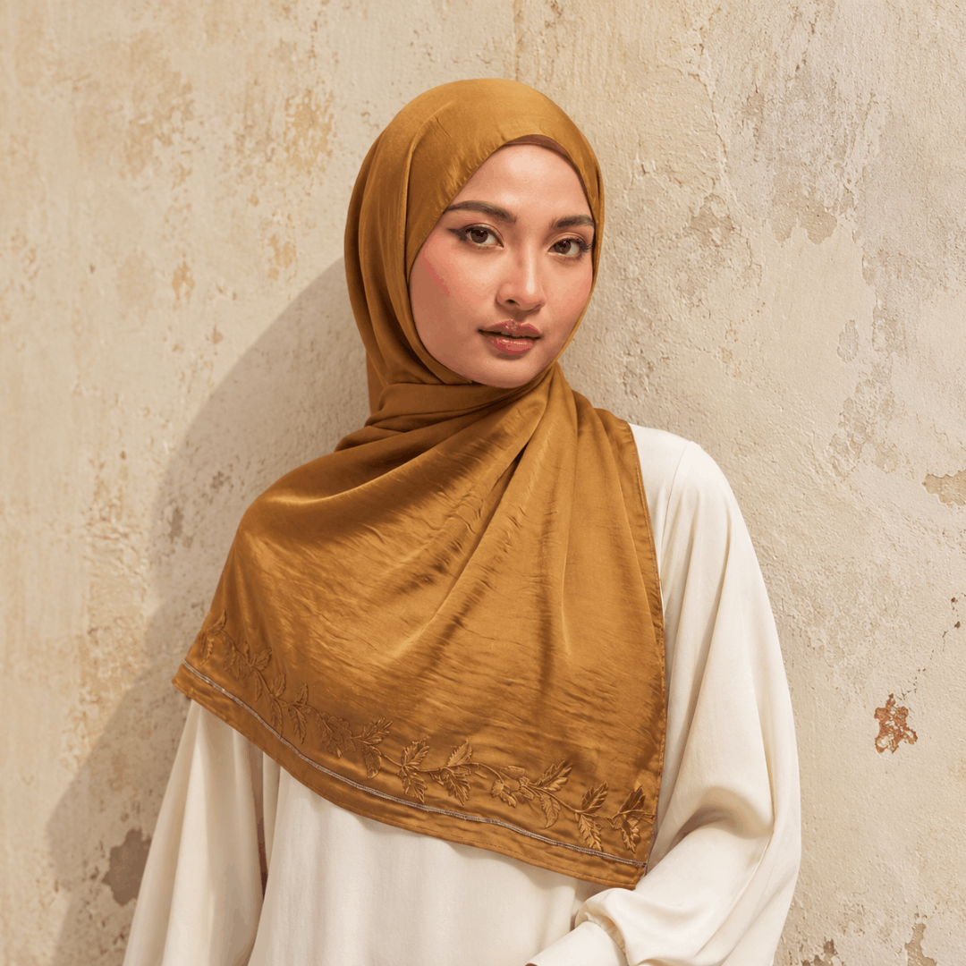 Embroidered Muna Satin Hijab