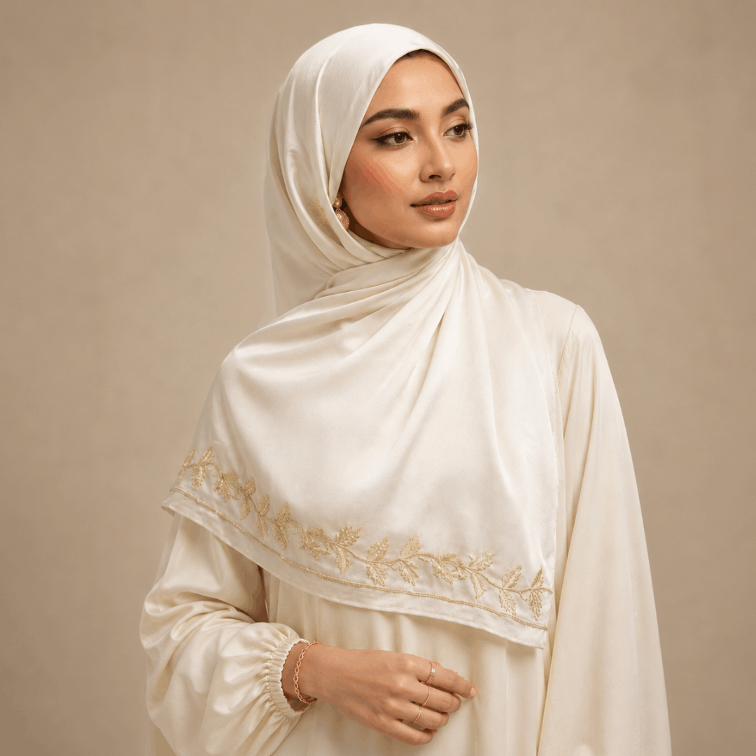 Embroidered Muna Satin Hijab