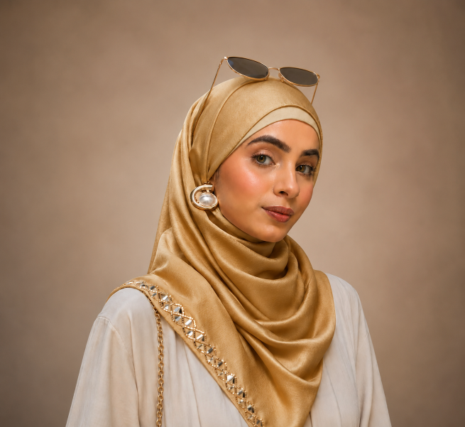 Mirror Work Satin Hijab