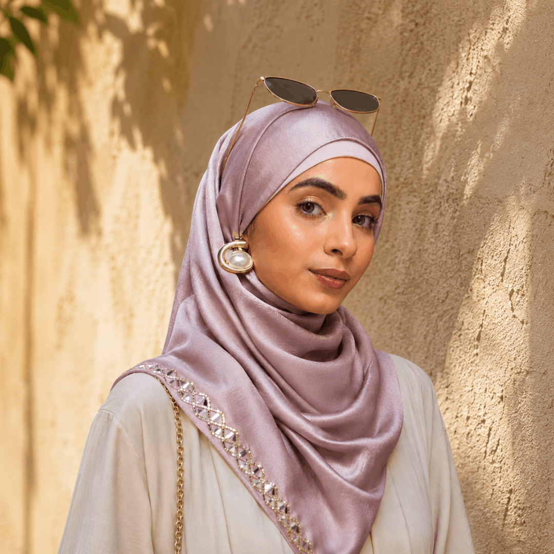 Mirror Work Satin Hijab