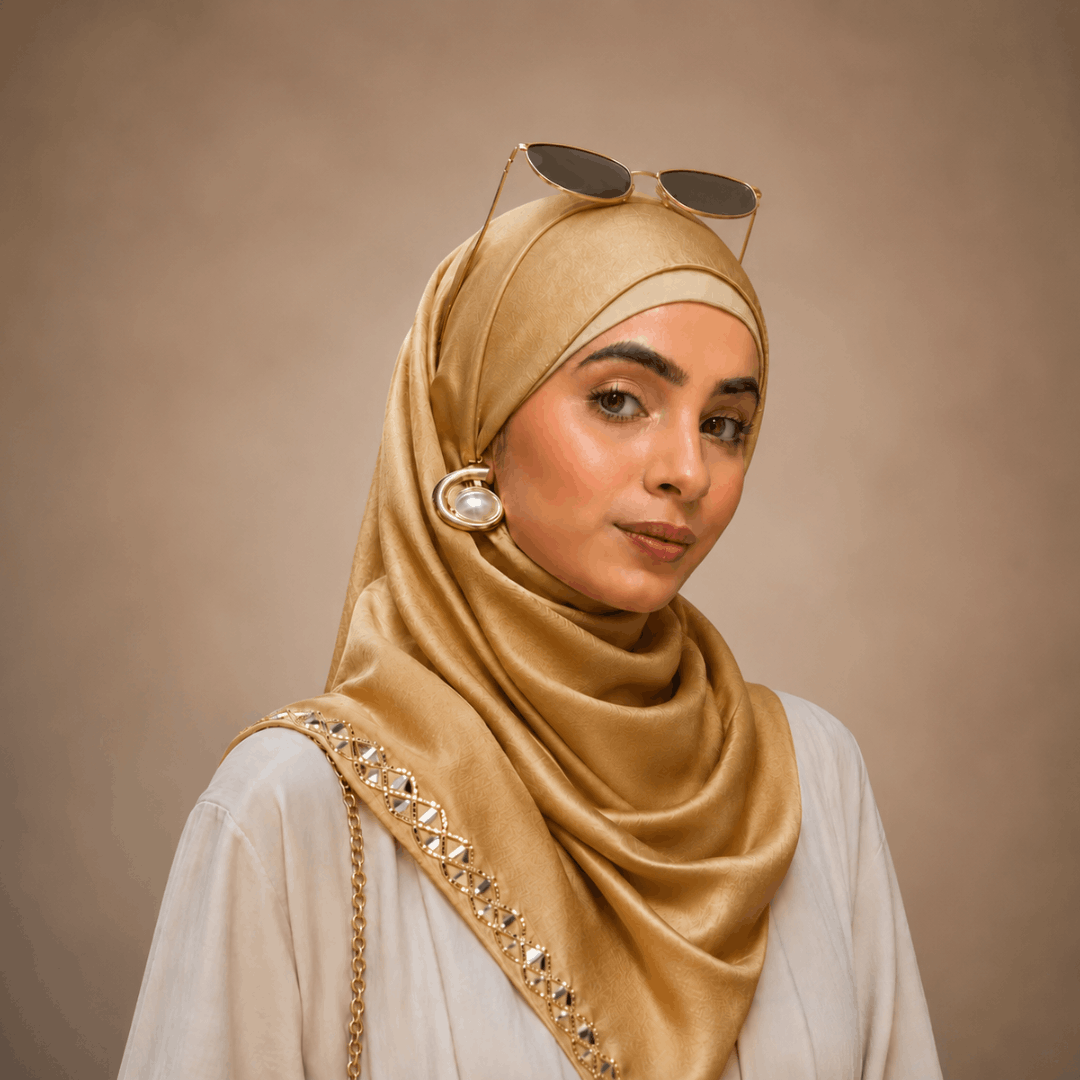 Mirror Work Satin Hijab