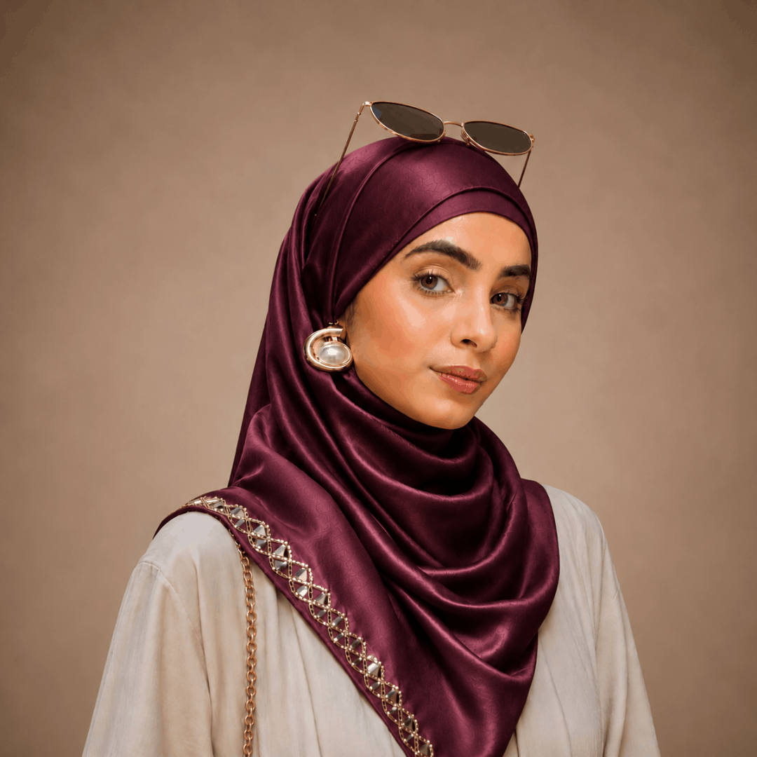 Mirror Work Satin Hijab