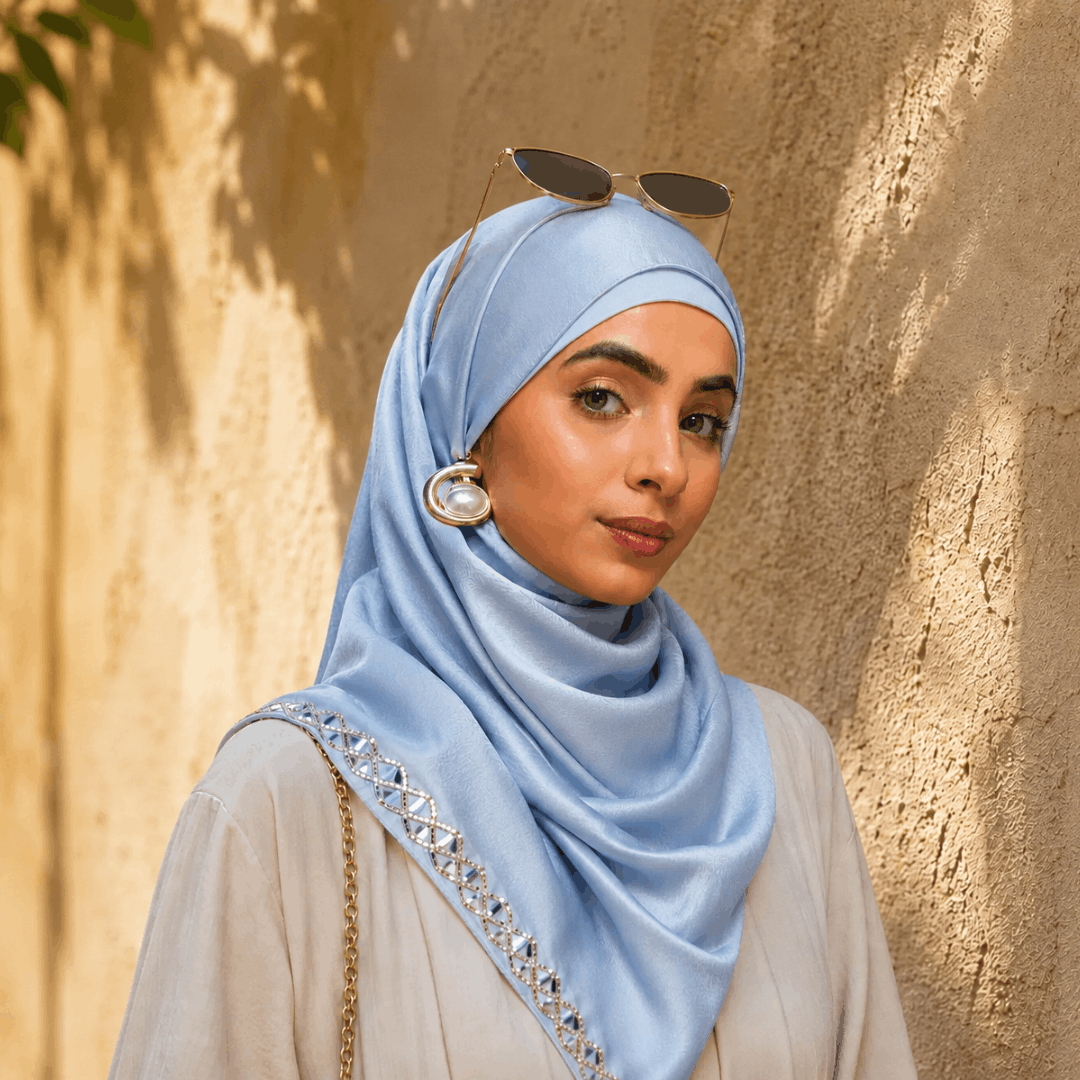 Mirror Work Satin Hijab