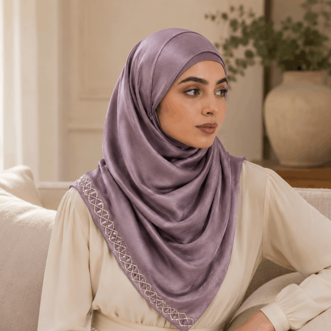 Mirror Work Satin Hijab