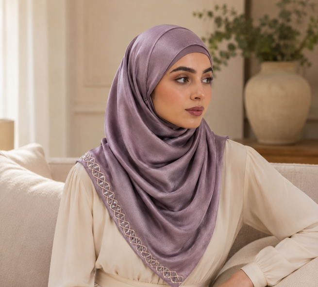 Mirror Work Satin Hijab