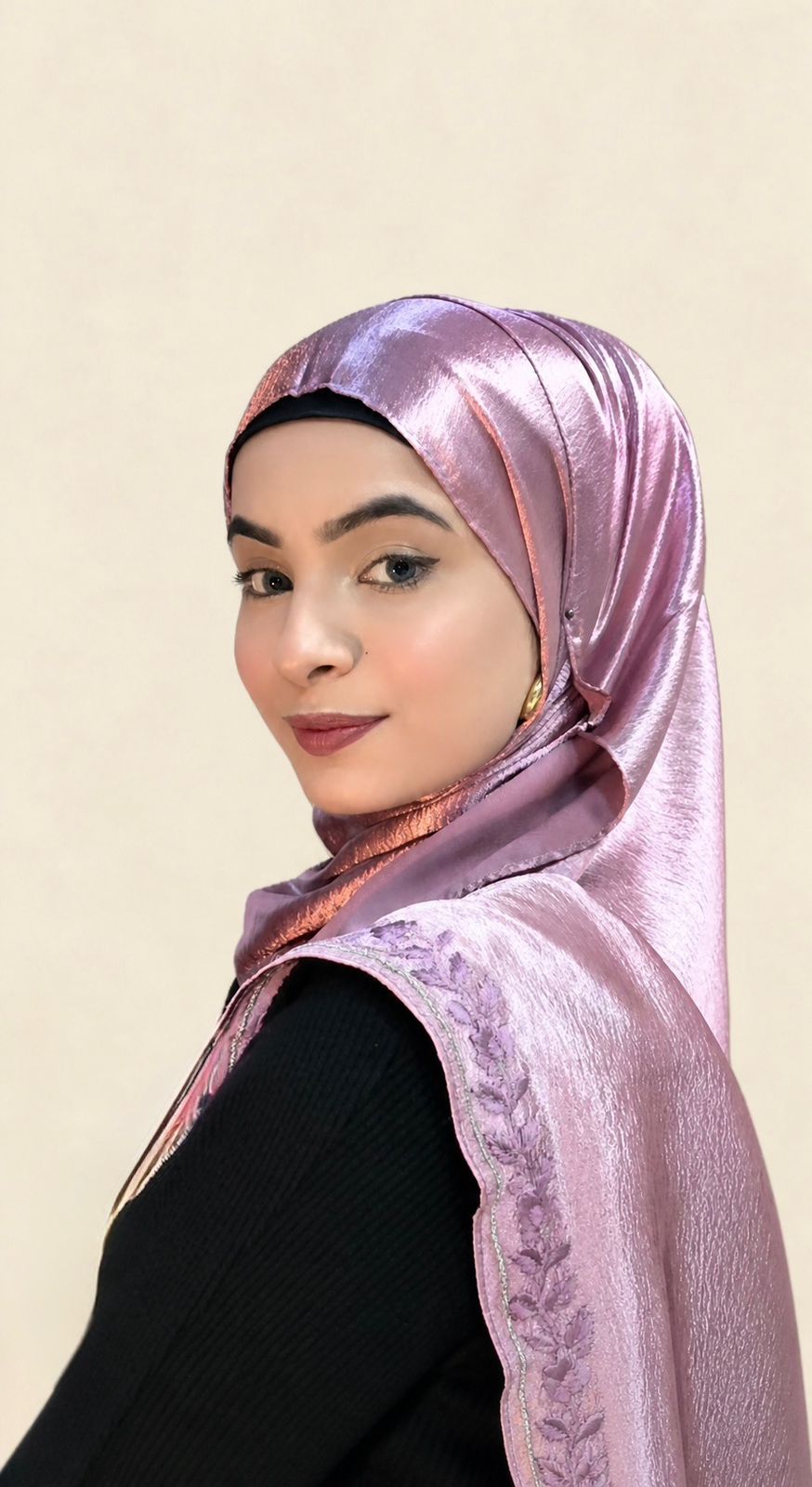 Embroidered Muna Satin Hijab