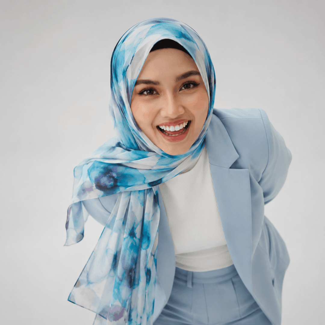 Pure Chiffon Blue Stole