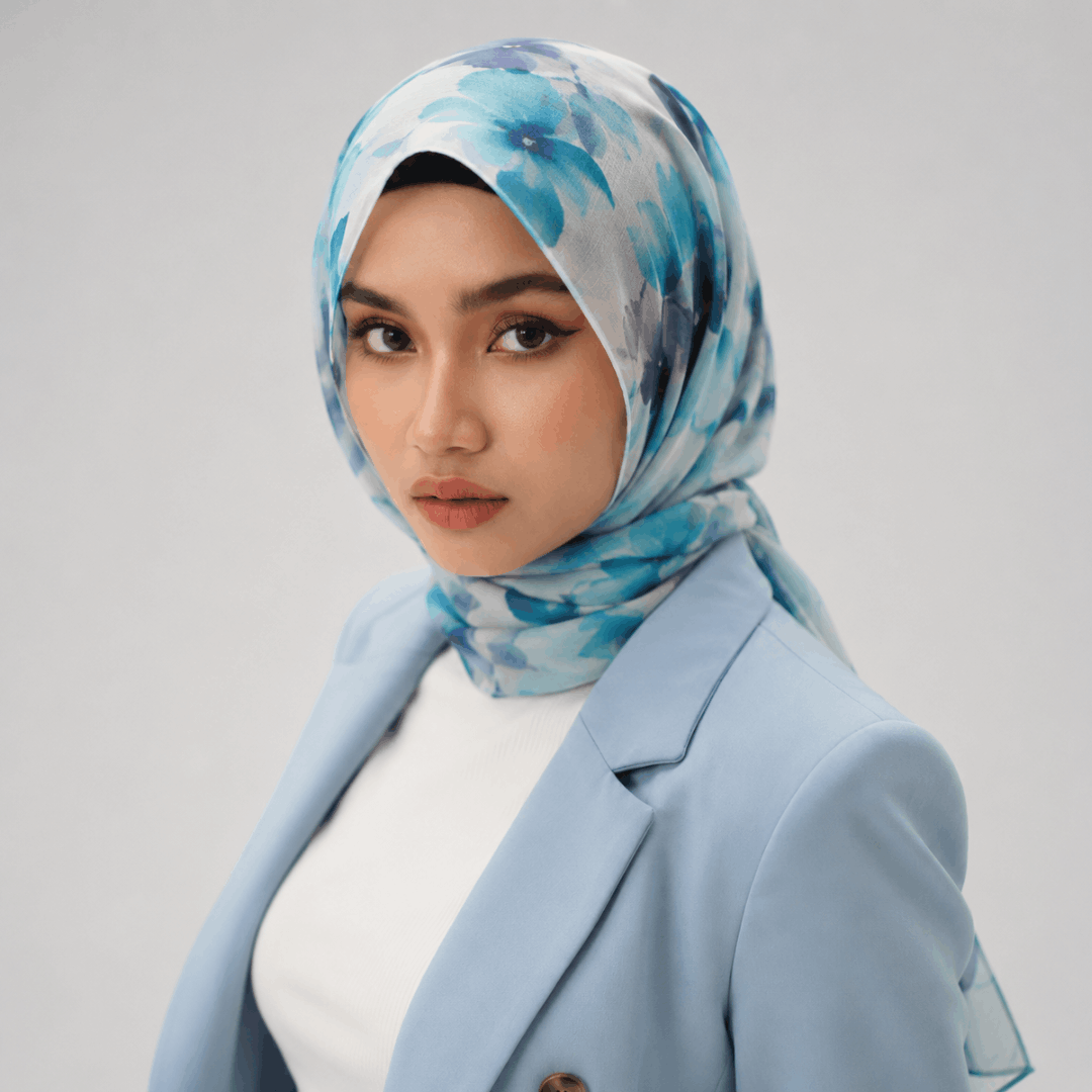 Pure Chiffon Blue Stole